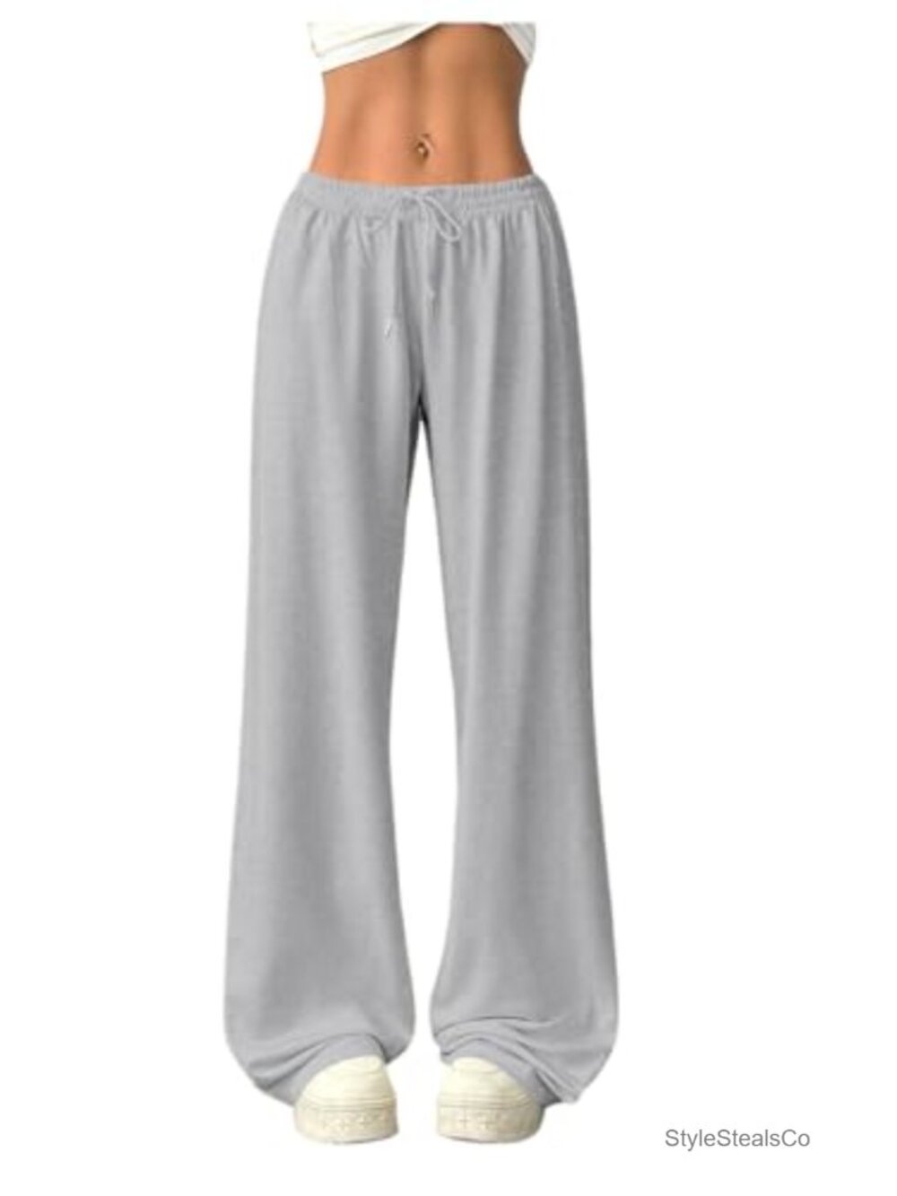 High Waist Baggy Wide Leg Sweatpants with Pockets, Drawstring Athletic Lounge